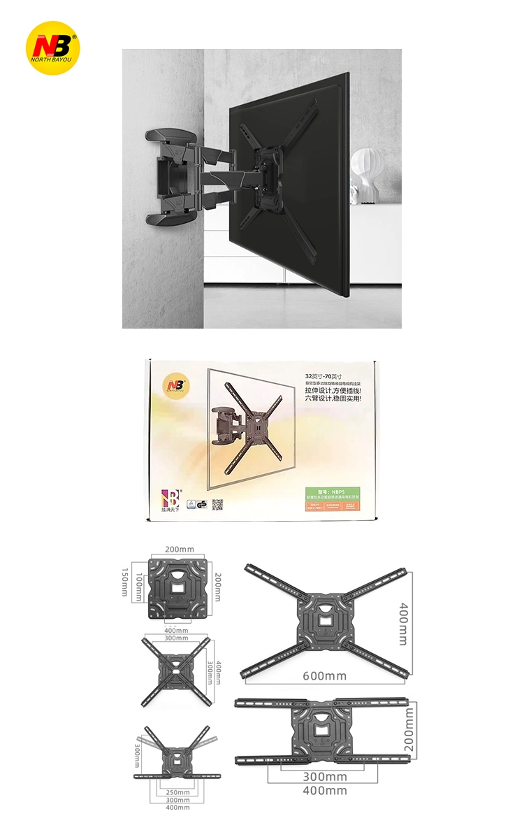 to Indonesia New Nb P5 Full Motion 32-55 Inch TV Wall Mount Flat Panel LED LCD Display Mount Bracket to Max. Vesa 400X400mm Load 27.2kgs