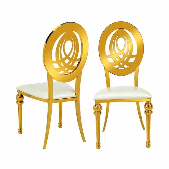 Wholesale Stacking Gold Stainless Steel Dining Chair Wedding Banquet Hall Chairs